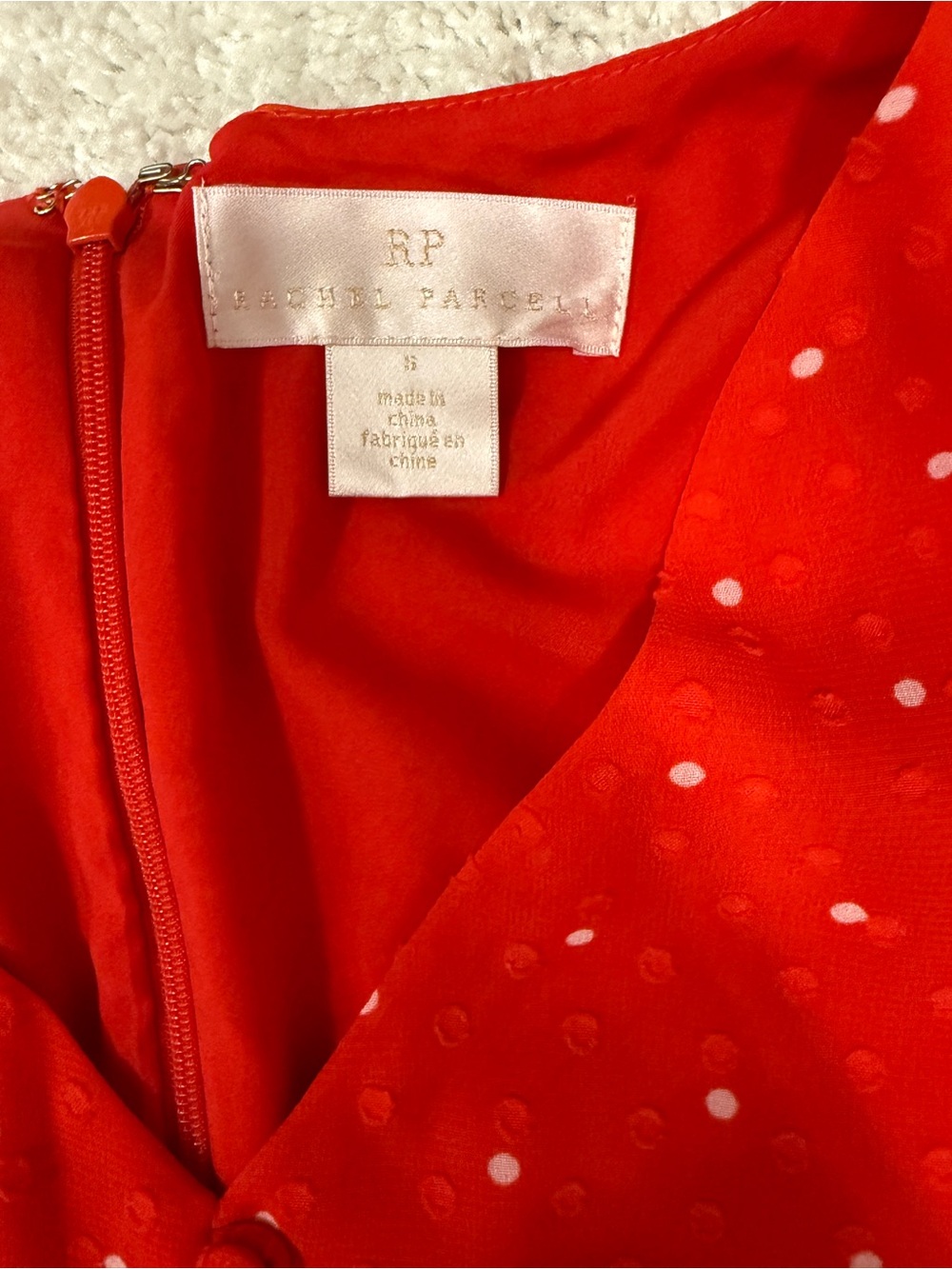 Rachel Parcell Red Polka Dot Midi Dress with Puff Sleeves and V-Neck - Picture 3 of 9